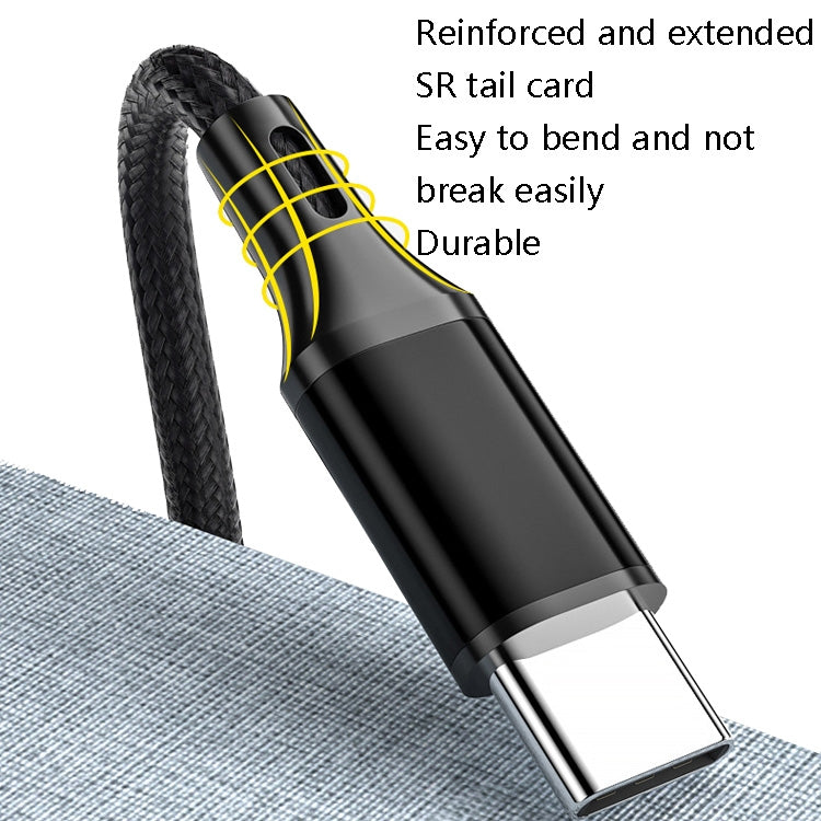 4 PCS 2.4A USB-C / Type-C to USB Braided Fast Charging Sync Data Cable, Length: 1m (Black) by buy2fix