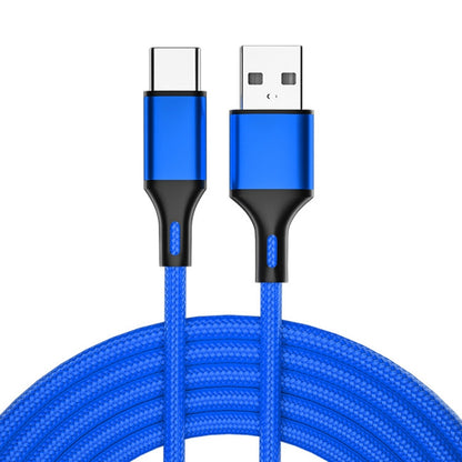 4 PCS 2.4A USB-C / Type-C to USB Braided Fast Charging Sync Data Cable, Length: 0.25m (Blue) by buy2fix