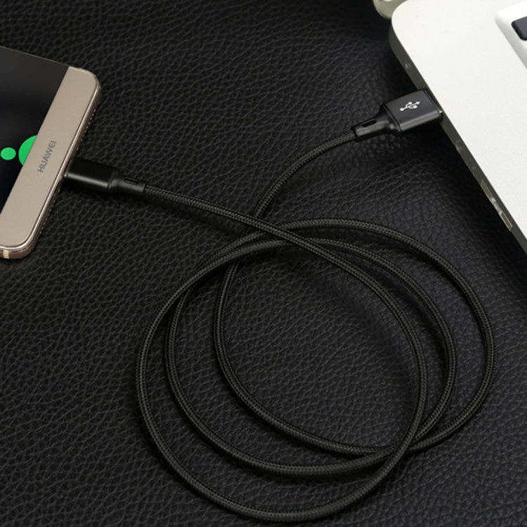 4 PCS 2.4A USB-C / Type-C to USB Braided Fast Charging Sync Data Cable, Length: 0.25m (Black) by buy2fix