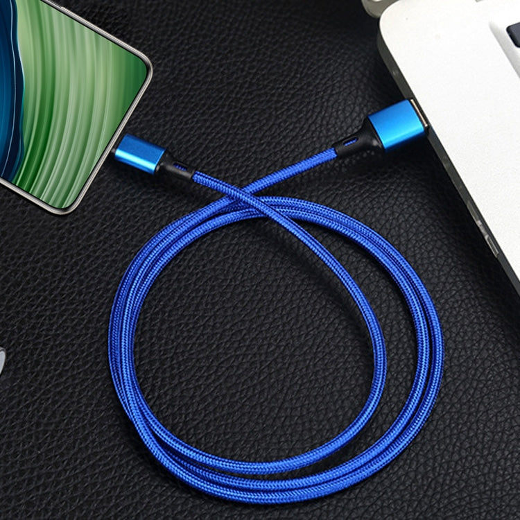 4 PCS 2.4A USB-C / Type-C to USB Braided Fast Charging Sync Data Cable, Length: 1.5m (Blue) by buy2fix