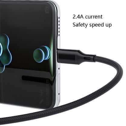 4 PCS 2.4A USB-C / Type-C to USB Braided Fast Charging Sync Data Cable, Length: 1.5m (Black) by buy2fix