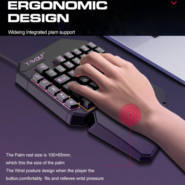 T-WOLF Mobile Gaming One-Handed Keyboard，Specification： T19 Keyboard - Wired Keyboard by T-WOLF | Online Shopping UK | buy2fix
