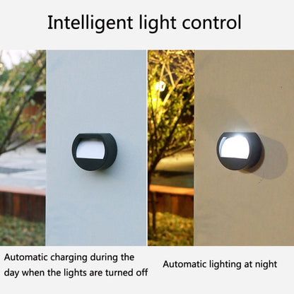 Solar Outdoor Waterproof LED Round Wall Lamp Stair Light(White Light) by buy2fix