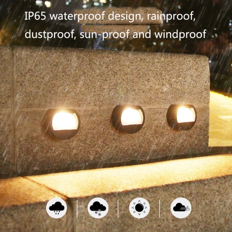 Solar Outdoor Waterproof LED Round Wall Lamp Stair Light(White Light) by buy2fix