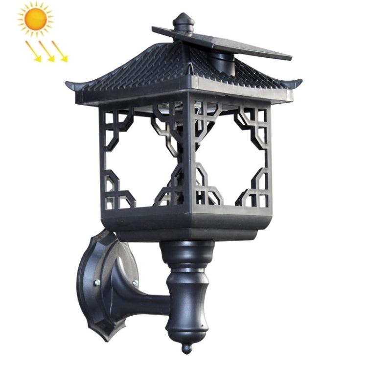 8 LED Solar Outdoor House Appearance Lawn Garden Decoration Light(Black Wall Lamp) by buy2fix