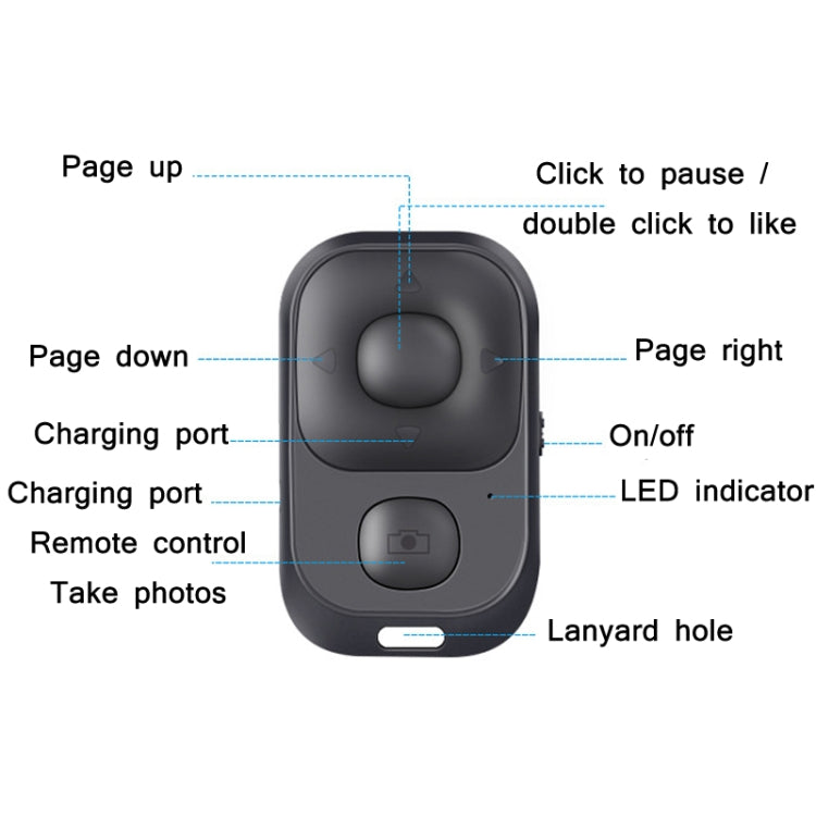 CDY001 Multifunctional USB Rechargeable Bluetooth Selfie Remote Control(Black) - Phone Remote Control by buy2fix | Online Shopping UK | buy2fix