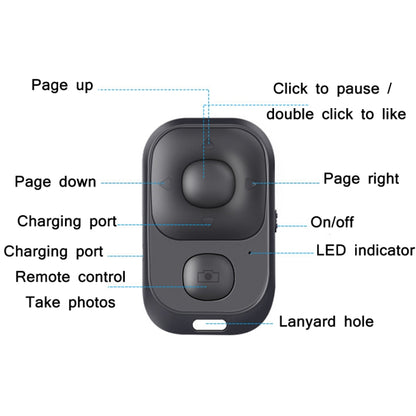 CDY001 Multifunctional USB Rechargeable Bluetooth Selfie Remote Control(Black) - Phone Remote Control by buy2fix | Online Shopping UK | buy2fix