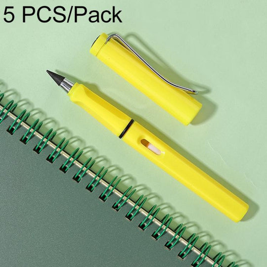 5 PCS No Ink No Need To Sharpen Drawing Sketch Pen Not Easy To Break Erasable HB Writing Pencil(Makaron Yellow)