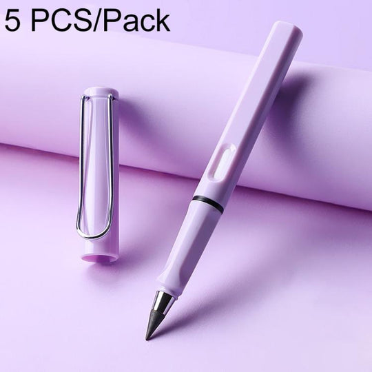 5 PCS No Ink No Need To Sharpen Drawing Sketch Pen Not Easy To Break Erasable HB Writing Pencil(Makaron Purple)