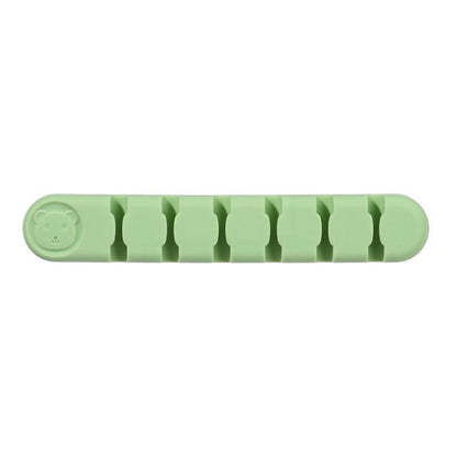 6 Holes Bear Silicone Desktop Data Cable Organizing And Fixing Device(Matcha Green) by buy2fix