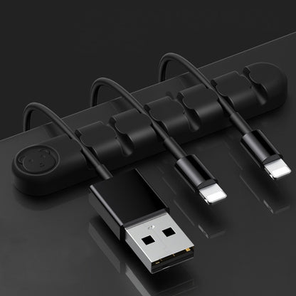 6 Holes Bear Silicone Desktop Data Cable Organizing And Fixing Device(Black) by buy2fix