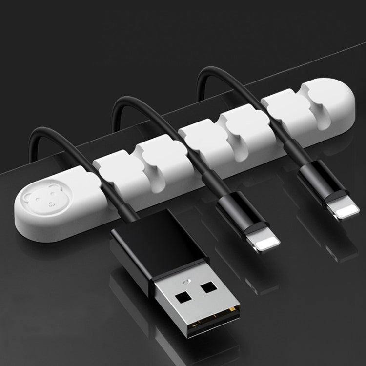 6 Holes Bear Silicone Desktop Data Cable Organizing And Fixing Device(White) by buy2fix