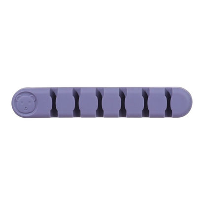 6 Holes Bear Silicone Desktop Data Cable Organizing And Fixing Device(Lavender Gray) by buy2fix