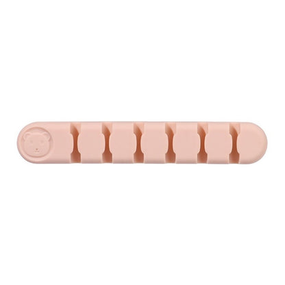 6 Holes Bear Silicone Desktop Data Cable Organizing And Fixing Device(Sand Pink) by buy2fix