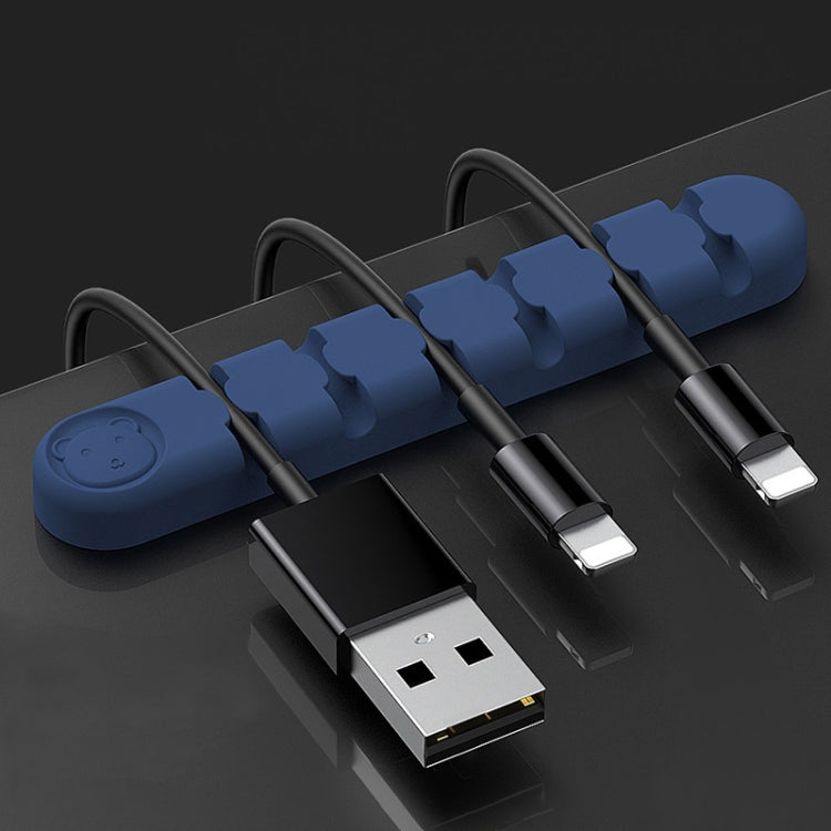 6 Holes Bear Silicone Desktop Data Cable Organizing And Fixing Device(Dark Blue) by buy2fix