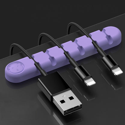 6 Holes Bear Silicone Desktop Data Cable Organizing And Fixing Device(Lilac Purple) by buy2fix