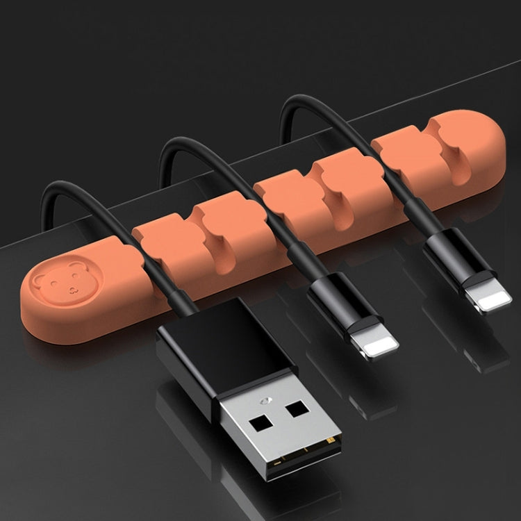 6 Holes Bear Silicone Desktop Data Cable Organizing And Fixing Device(Coral Orange) by buy2fix