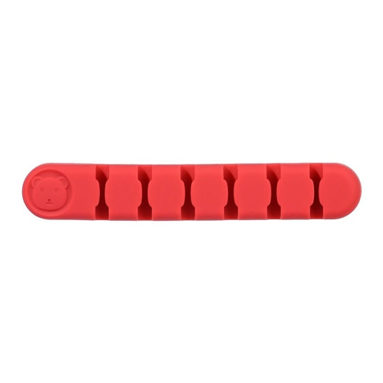 6 Holes Bear Silicone Desktop Data Cable Organizing And Fixing Device(Camellia Red) by buy2fix