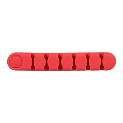 6 Holes Bear Silicone Desktop Data Cable Organizing And Fixing Device(Camellia Red) by buy2fix