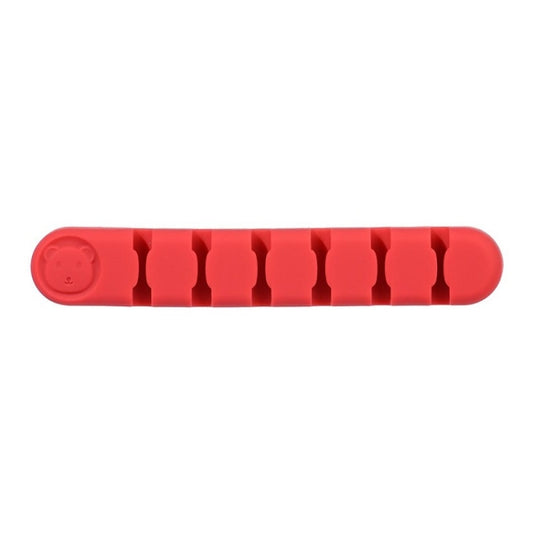 6 Holes Bear Silicone Desktop Data Cable Organizing And Fixing Device(Camellia Red) by buy2fix