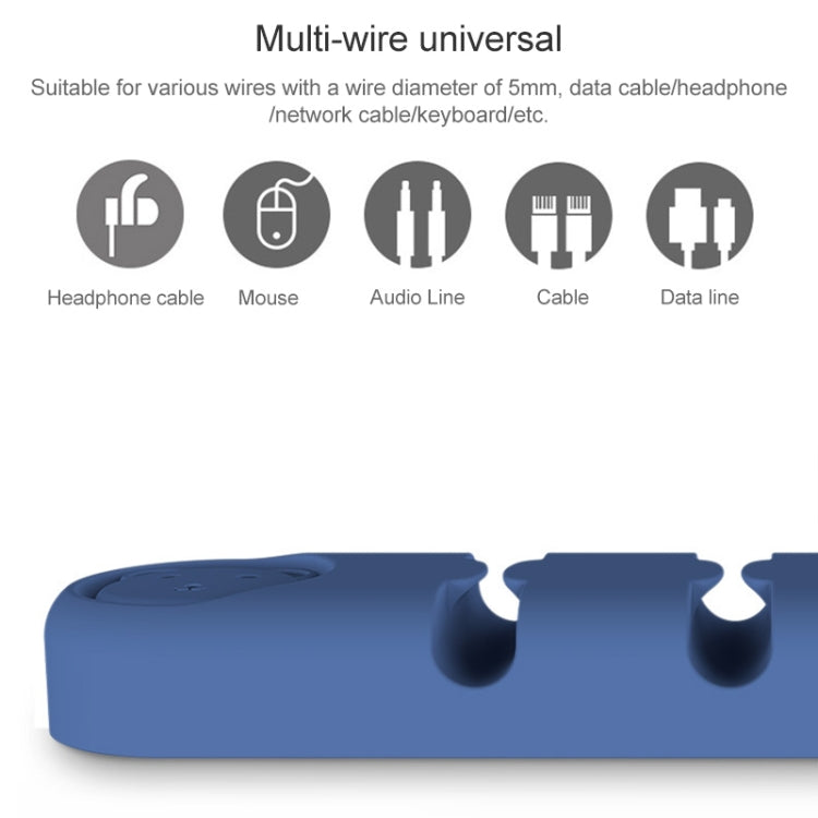 6 Holes Bear Silicone Desktop Data Cable Organizing And Fixing Device(Dark Blue) by buy2fix