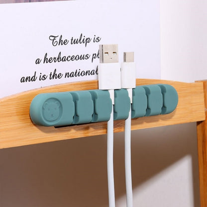 6 Holes Bear Silicone Desktop Data Cable Organizing And Fixing Device(Dark Green) by buy2fix