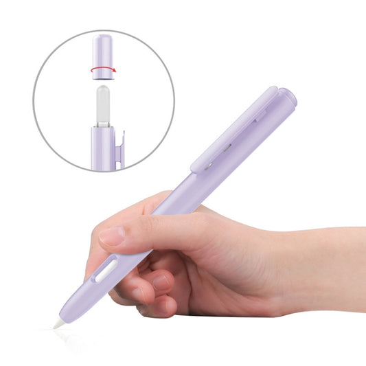 Double-Click Automatic Retractable Stylus Pen Case For Apple Pencil 2( Purple) - Pencil Accessories by buy2fix | Online Shopping UK | buy2fix