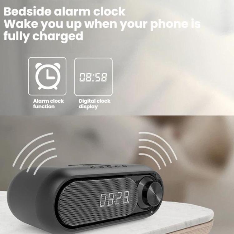 Wireless Charging Bluetooth Speaker Desktop LED Clock(White 15W) - Desktop Speaker by buy2fix | Online Shopping UK | buy2fix