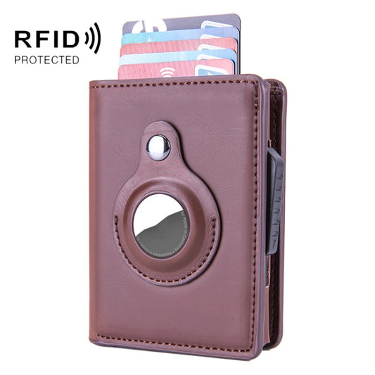 RFID Automatic Pop-Up Card Holder Multi-Function Locator Wallet For AirTag(Brown) - Wallet Series by buy2fix | Online Shopping UK | buy2fix