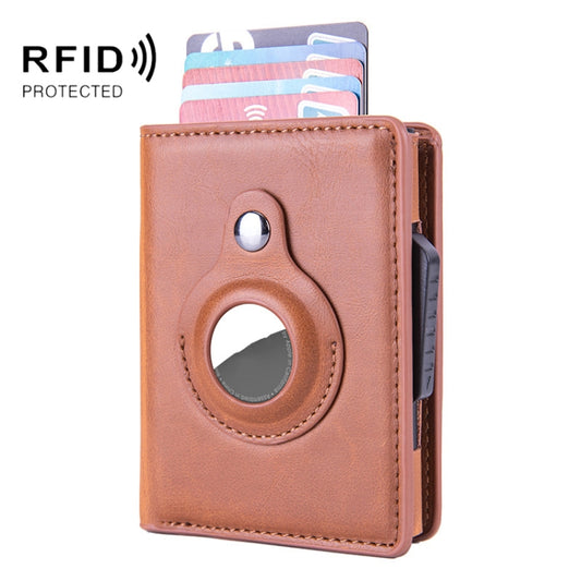 RFID Automatic Pop-Up Card Holder Multi-Function Locator Wallet For AirTag(Apricot) - Wallet Series by buy2fix | Online Shopping UK | buy2fix