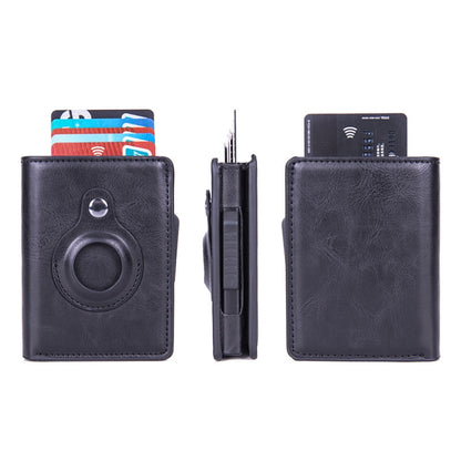 RFID Automatic Pop-Up Card Holder Multi-Function Locator Wallet For AirTag(Brown) - Wallet Series by buy2fix | Online Shopping UK | buy2fix