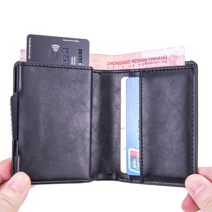 RFID Automatic Pop-Up Card Holder Multi-Function Locator Wallet For AirTag(Brown) - Wallet Series by buy2fix | Online Shopping UK | buy2fix