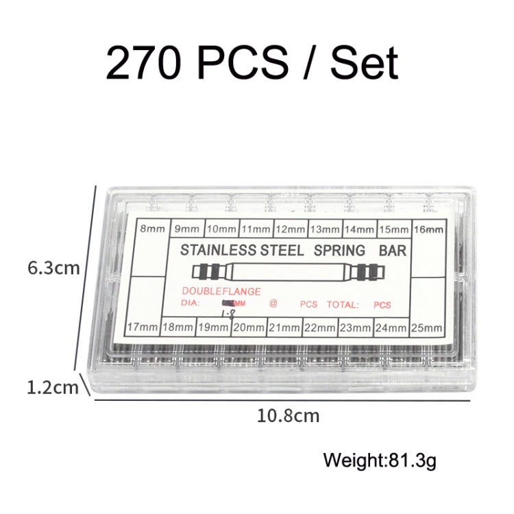 270 PCS / Set 8-25mm Strap Connecting Shaft Stainless Steel Watch Spring Bar - Watch Parts & Tools by buy2fix | Online Shopping UK | buy2fix