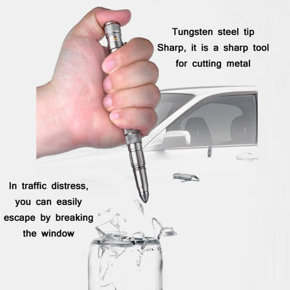 P08 Outdoor LED With Flashing Tungsten Steel Window Breaking Self-Defense Pen(Gold) by buy2fix