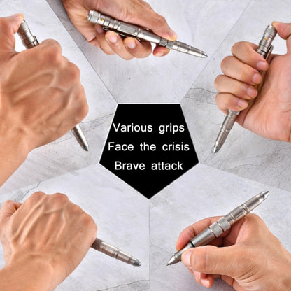 P08 Outdoor LED With Flashing Tungsten Steel Window Breaking Self-Defense Pen(Grey) by buy2fix
