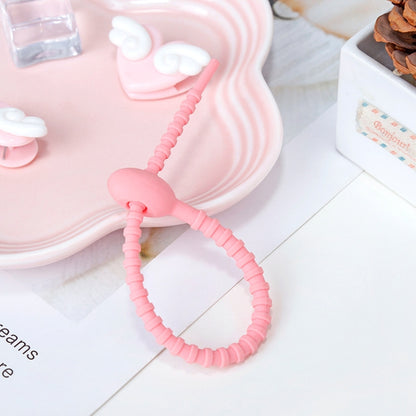 20 PCS Silicone Data Cable Storage Strap Cable Organizer(Pink) by buy2fix