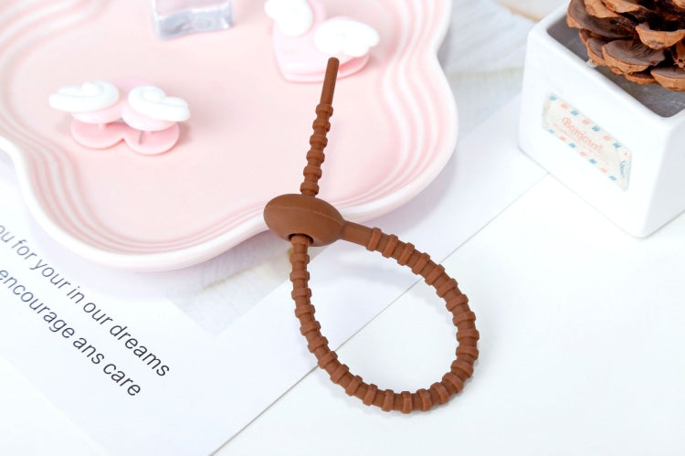 20 PCS Silicone Data Cable Storage Strap Cable Organizer(Brown) by buy2fix