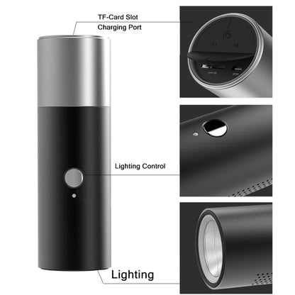 BT201 Small Steel Gun Flashlight Bluetooth Speaker Outdoor Waterproof Metal Small Speaker(Black) - Waterproof Speaker by buy2fix | Online Shopping UK | buy2fix