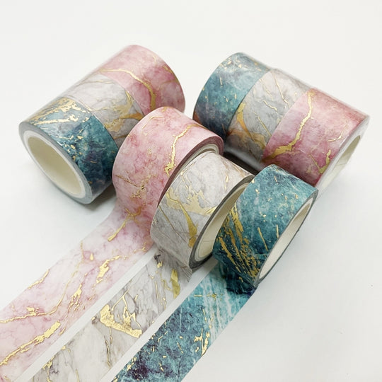 3 Rolls / Set 8958 5m Paper Bronzing Wallet Tape Set(Marble)