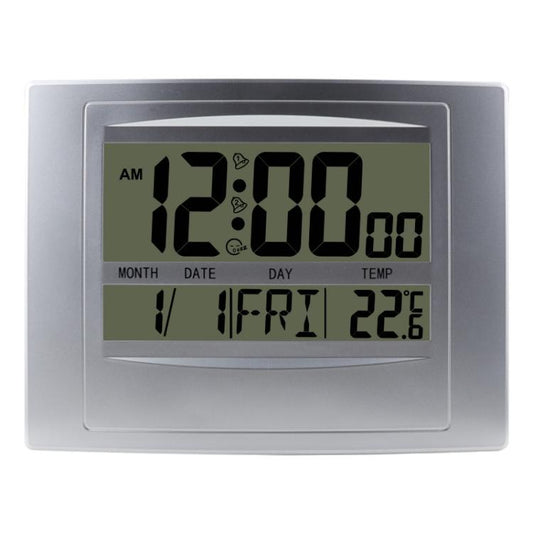 Home Big Screen Display Digital Electronic Wall Clock Living Room Temperature Clock(Silver) - Wall Clock by buy2fix | Online Shopping UK | buy2fix