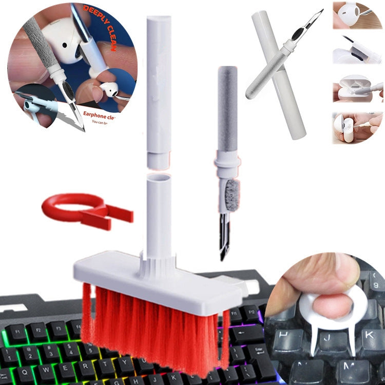 2 PCS 5 In 1 Earbud Cleaning Pen + Keyboard Cleaning Brush + Key Cap Puller(Red White) by buy2fix