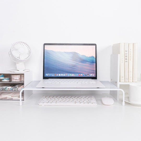 Computer Elevated Rack Monitor Bracket Storage Rack,Style: Single Layer(White)