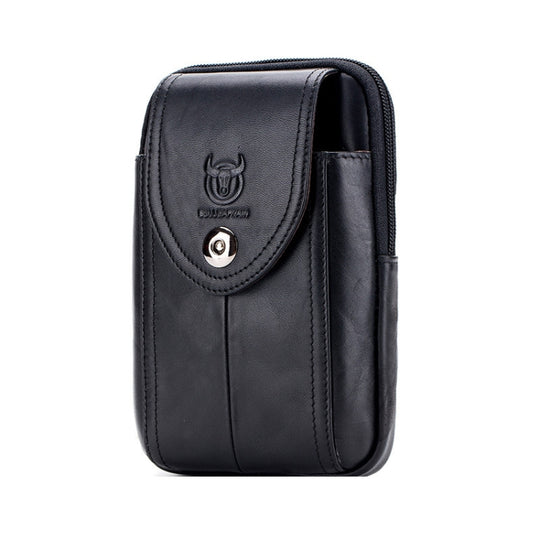 BULL CAPTAIN  Leather Multifunctional Waist Bag For Men(Black-07)