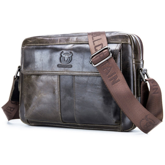 BULL CAPTAIN  Double Layer Leather One Shoulder Messenger Bag For Men(Iron Blue)