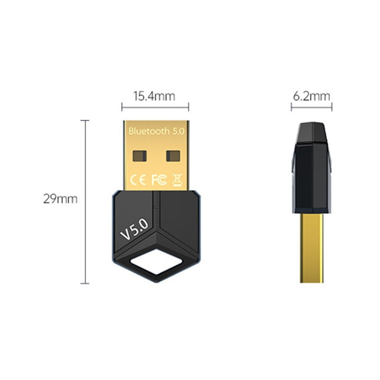 USB Bluetooth Adapter 5.0PC Computer Wireless Audio Receive Transmitter, Color: Black by buy2fix