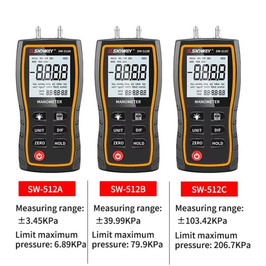SNDWAY SW-512C Digital Handheld Differential Pressure Gauge Negative Pressure Tester - Other Tester Tool by SNDWAY | Online Shopping UK | buy2fix