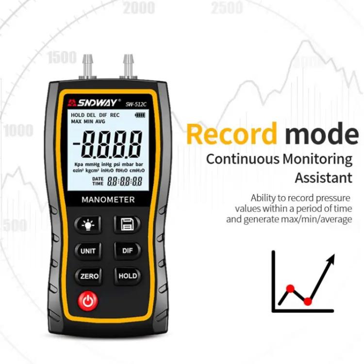 SNDWAY SW-512C Digital Handheld Differential Pressure Gauge Negative Pressure Tester - Other Tester Tool by SNDWAY | Online Shopping UK | buy2fix