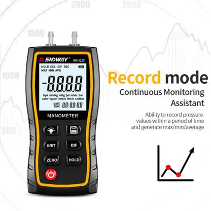 SNDWAY SW-512C Digital Handheld Differential Pressure Gauge Negative Pressure Tester - Other Tester Tool by SNDWAY | Online Shopping UK | buy2fix