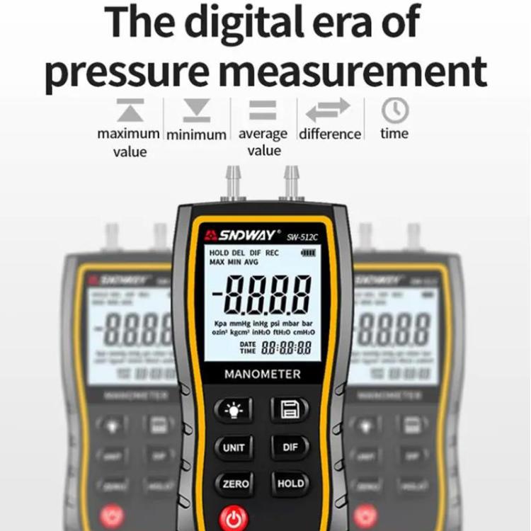 SNDWAY SW-512C Digital Handheld Differential Pressure Gauge Negative Pressure Tester - Other Tester Tool by SNDWAY | Online Shopping UK | buy2fix