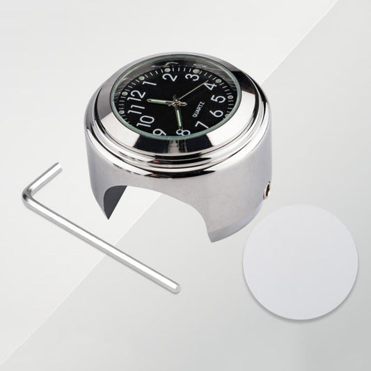 Aluminum Alloy Plating Motorcycle Handlebar Clock(Silver Shell Black Background) - Electrical Instruments by buy2fix | Online Shopping UK | buy2fix
